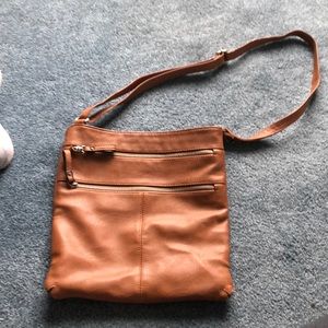 Brown pleather crossbody